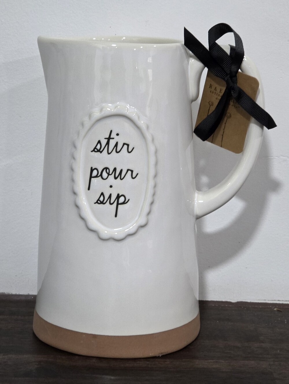 Rae Dunn 'Stir Pour Sip' Pitcher